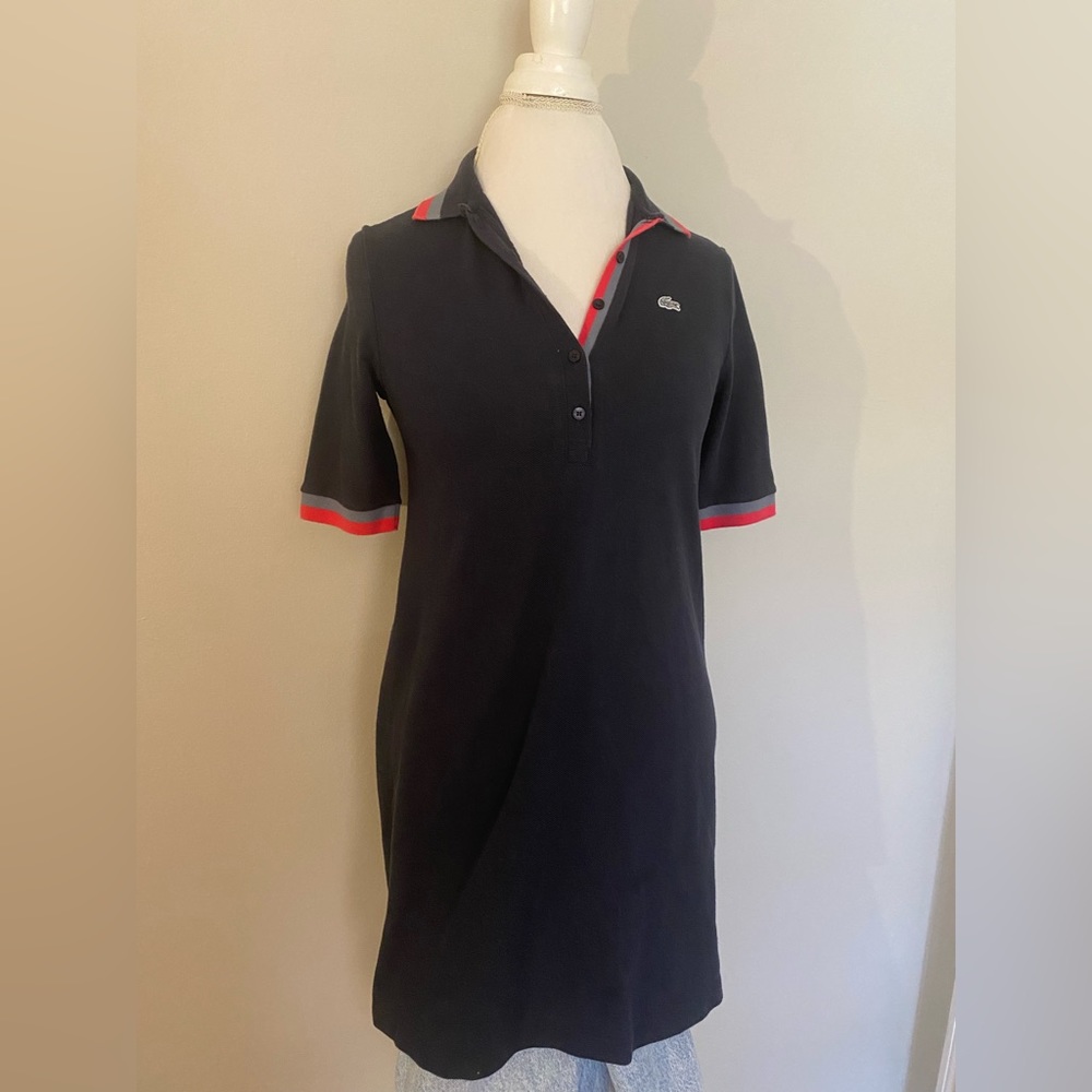 Womens Lacoste Blue/Pink Polo Dress Large